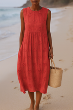 Maribel | Sleeveless Embroidered Midi Dress