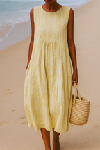 Maribel | Sleeveless Embroidered Midi Dress