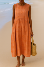 Maribel | Sleeveless Embroidered Midi Dress