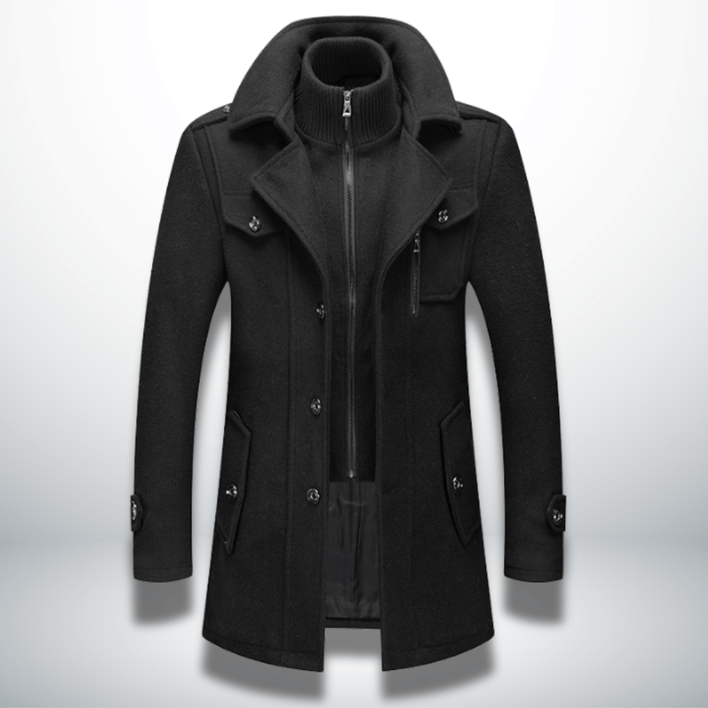 Men’s Double Layer Wool Blend Overcoat