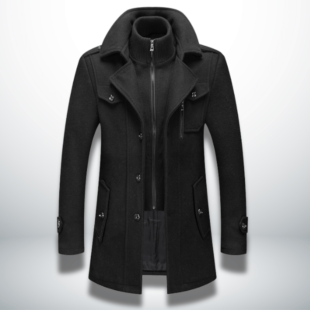 Men’s Double Layer Wool Blend Overcoat