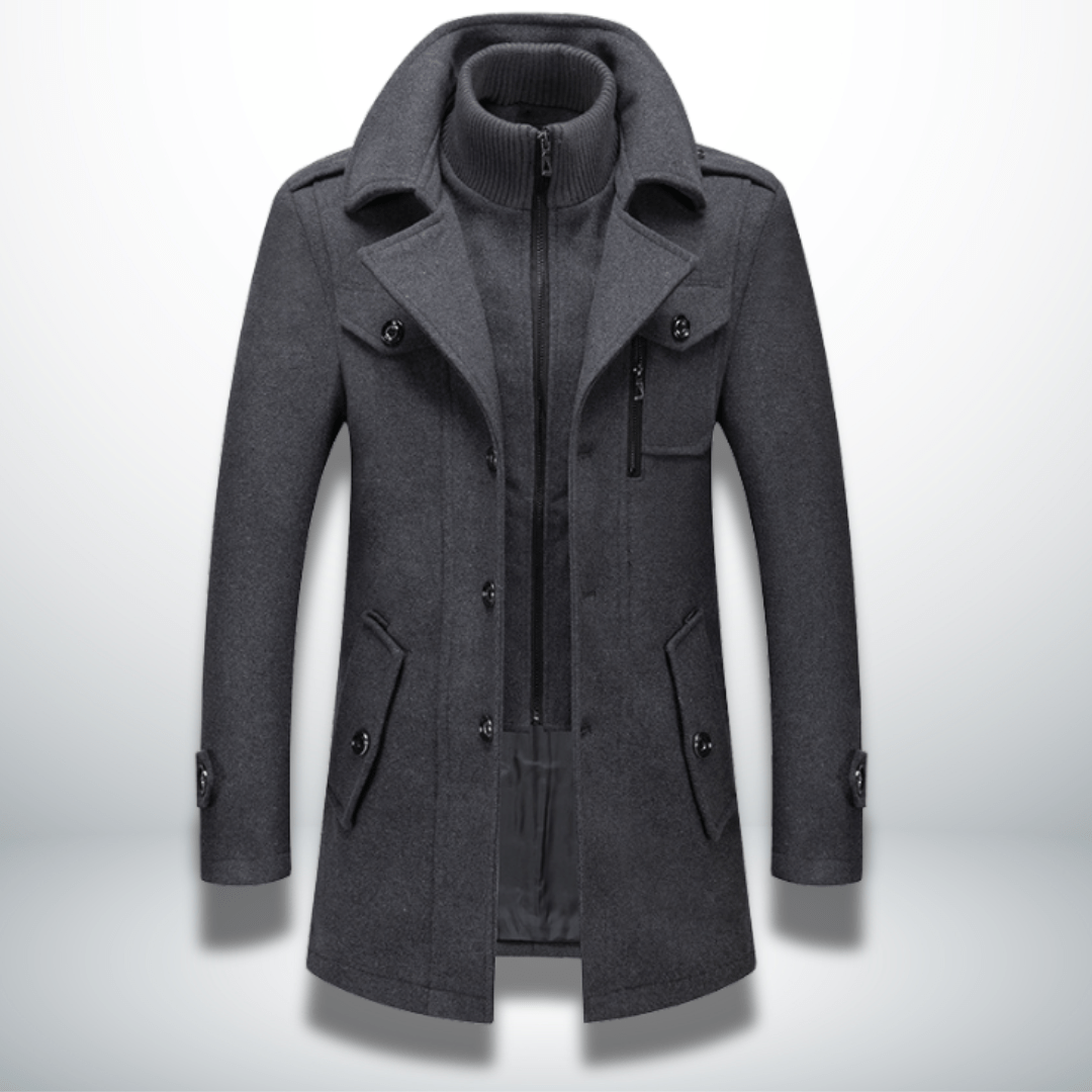 Men’s Double Layer Wool Blend Overcoat