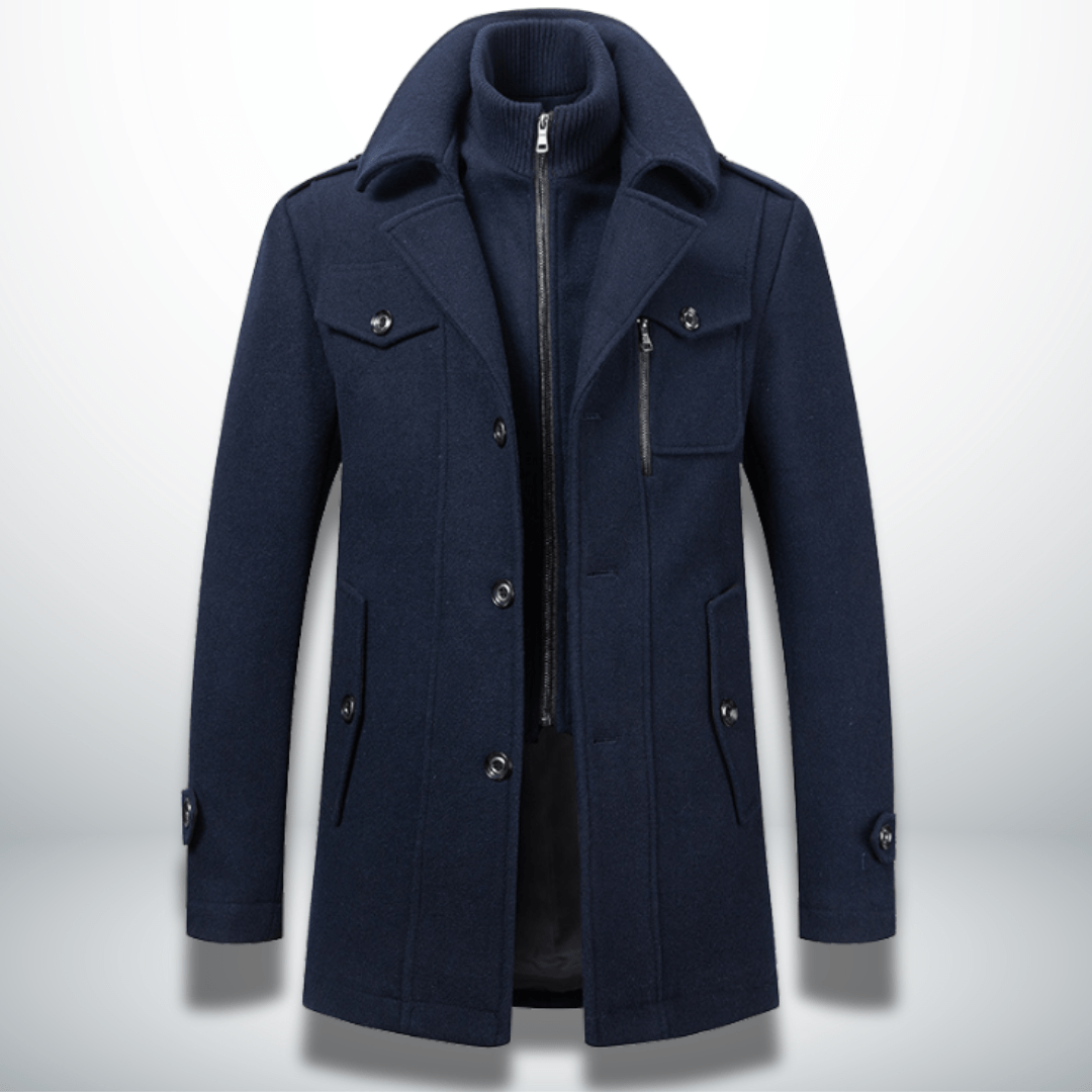 Men’s Double Layer Wool Blend Overcoat