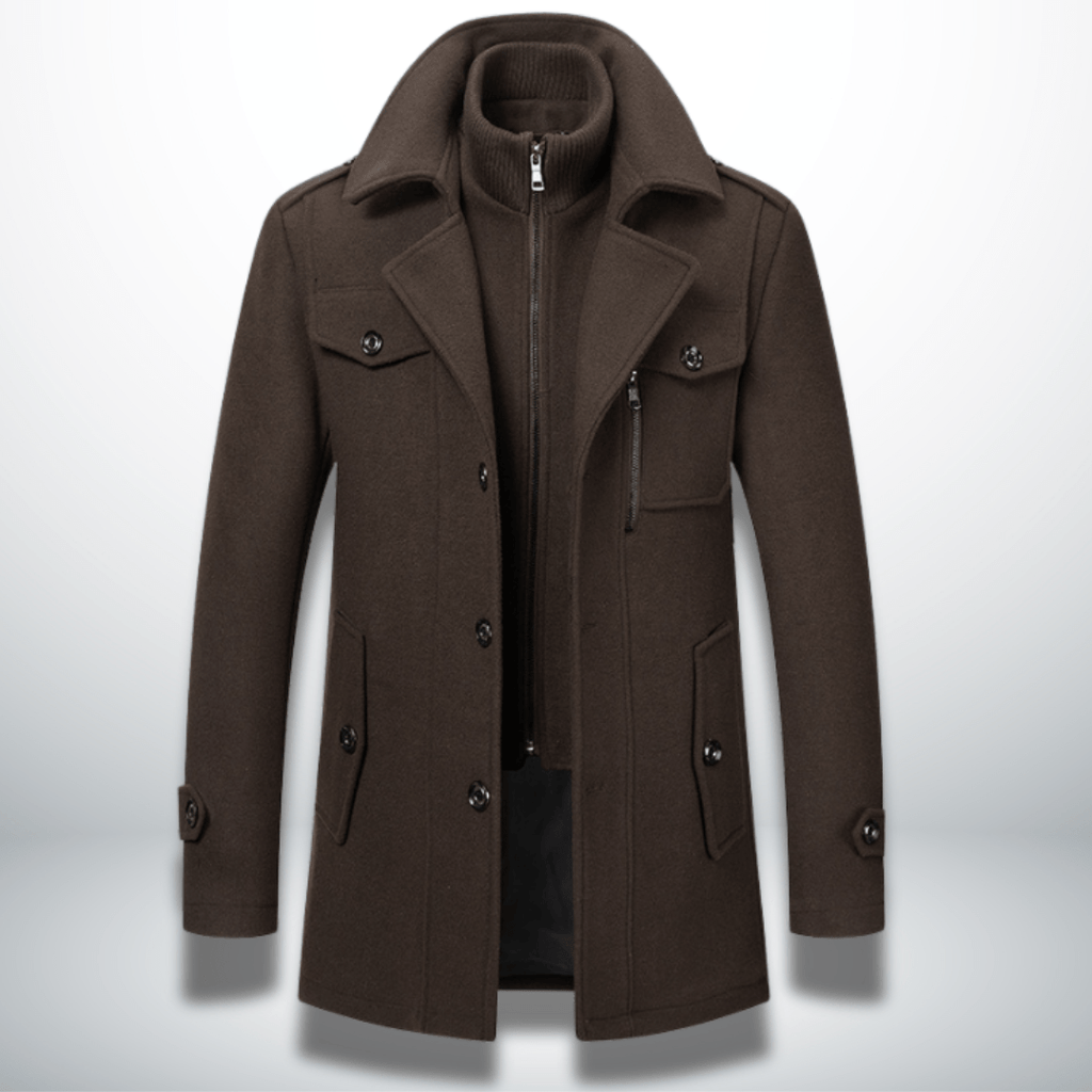 Men’s Double Layer Wool Blend Overcoat