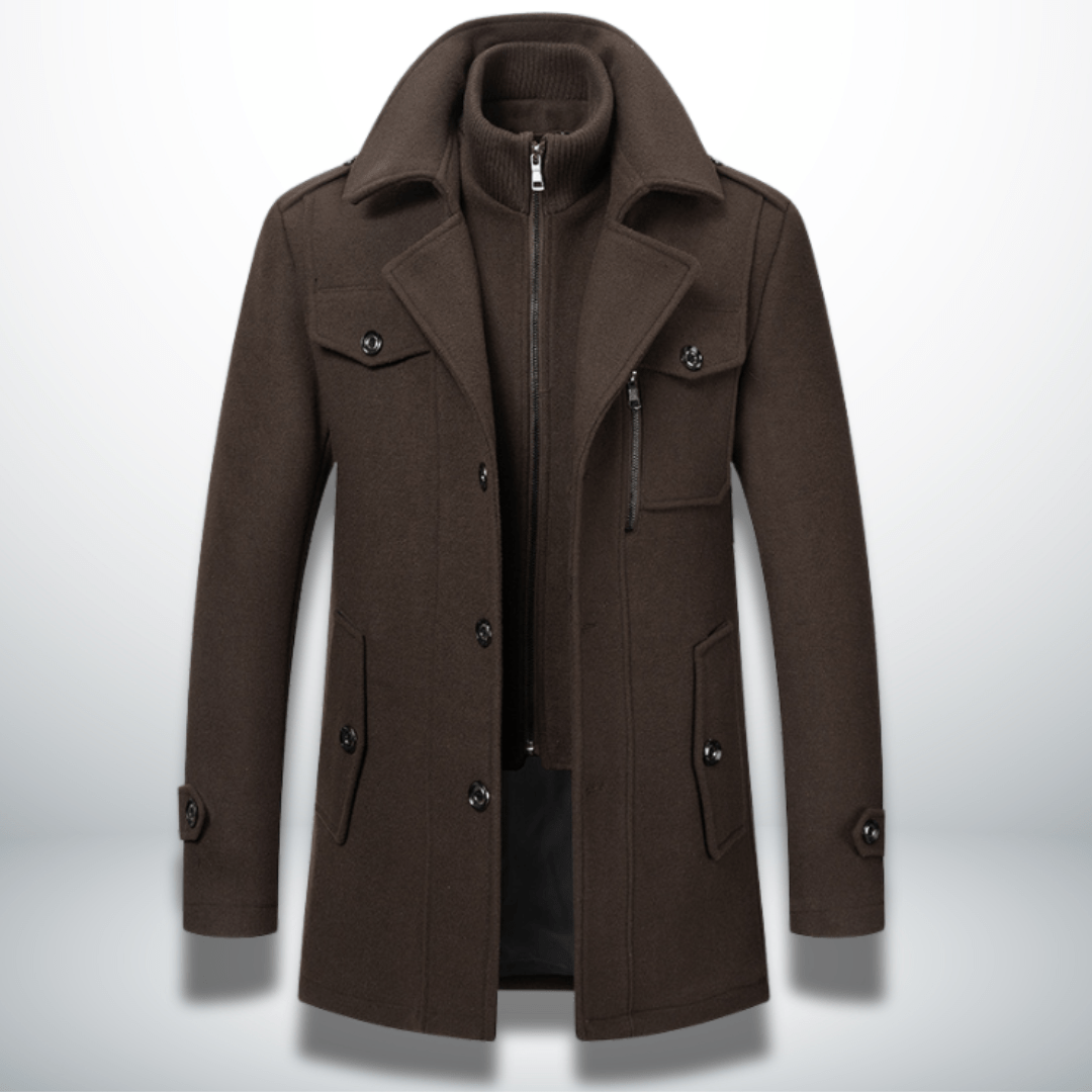Men’s Double Layer Wool Blend Overcoat