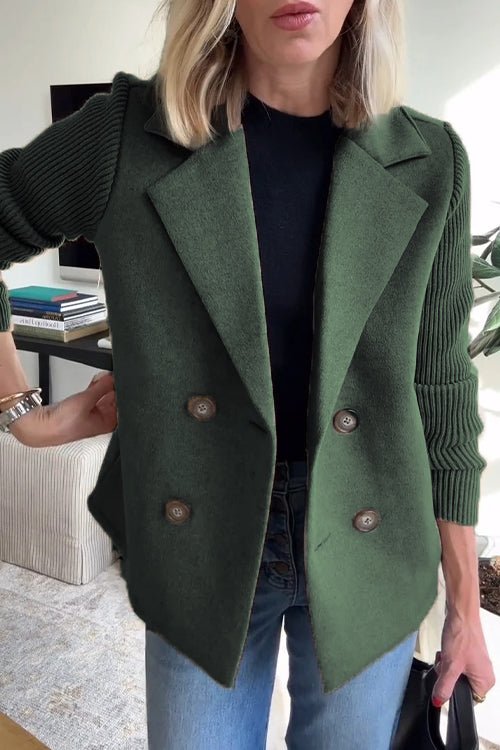 Women’s Knit Sleeve Blazer Jacket – Smart Casual Tailored Fit