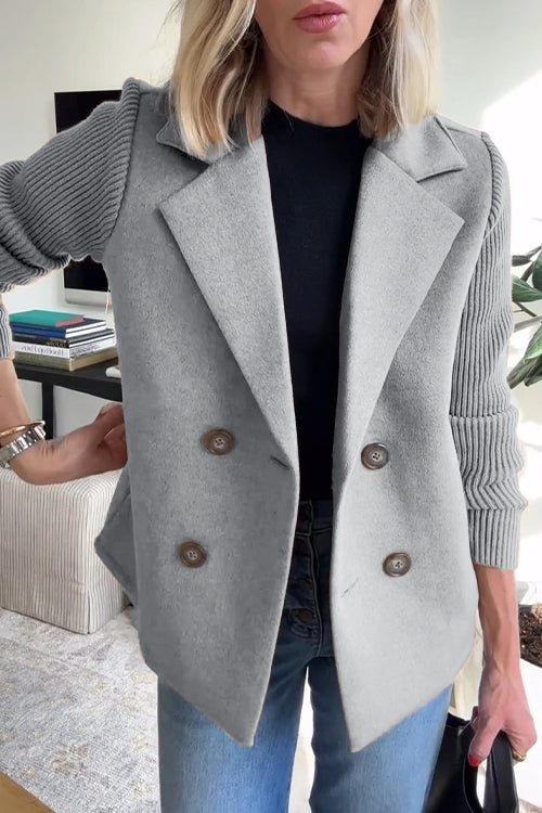 Women’s Knit Sleeve Blazer Jacket – Smart Casual Tailored Fit