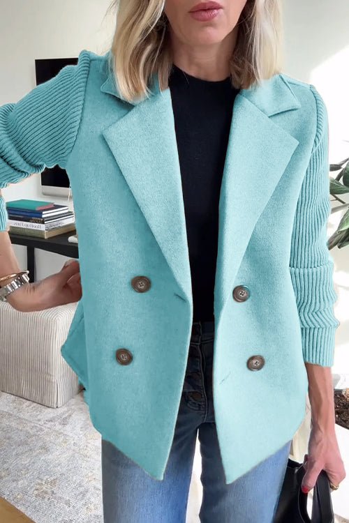 Women’s Knit Sleeve Blazer Jacket – Smart Casual Tailored Fit
