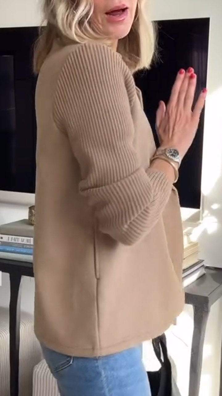 Women’s Knit Sleeve Blazer Jacket – Smart Casual Tailored Fit