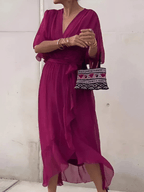Anastasia - Long Sleeve Midi Dress with Sleeves for Effortless Elegance