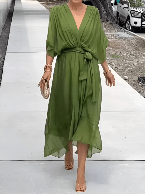 Anastasia - Long Sleeve Midi Dress with Sleeves for Effortless Elegance