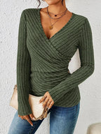 Tummy Control Long Sleeve V-Neck Top