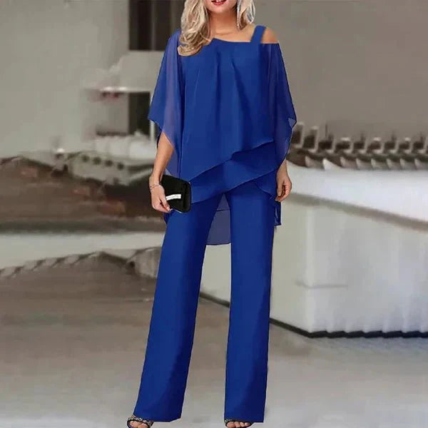 Celestine | Cold-Shoulder Layered Pants Set