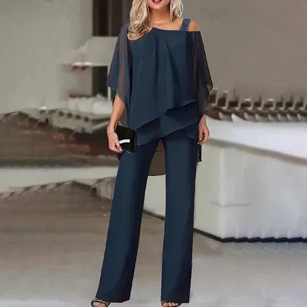 Celestine | Cold-Shoulder Layered Pants Set