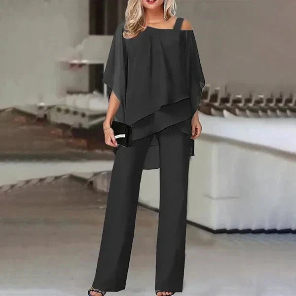 Celestine | Cold-Shoulder Layered Pants Set