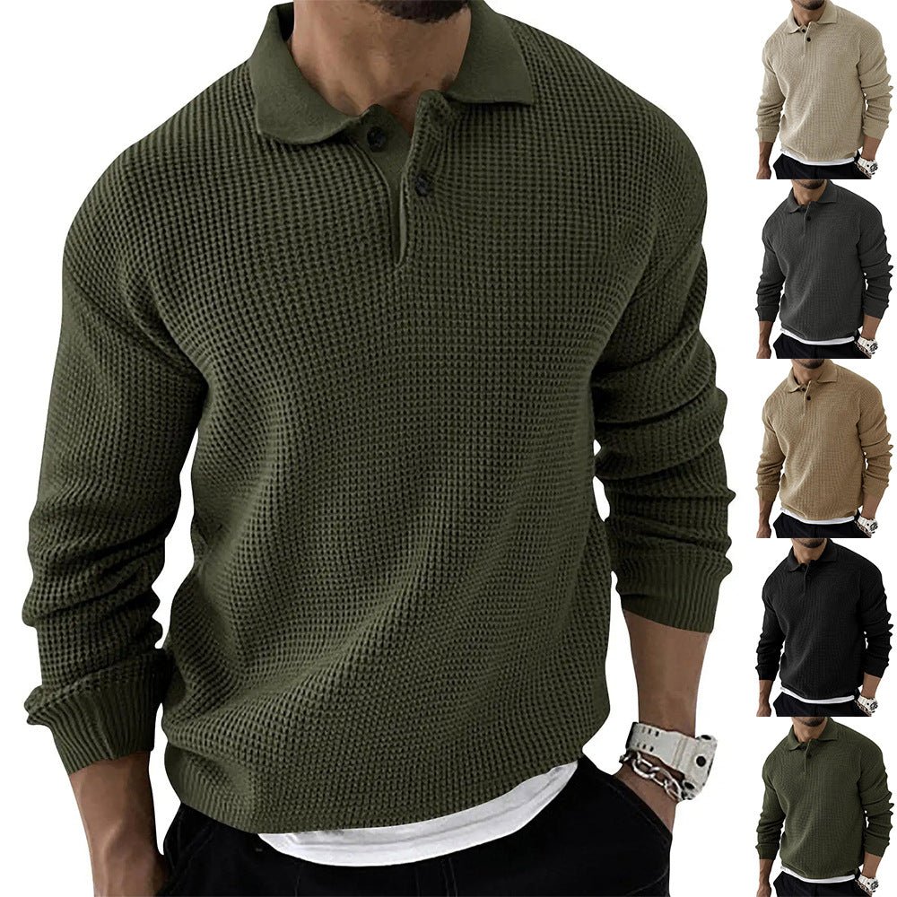 Men’s Textured Polo Collar Sweater