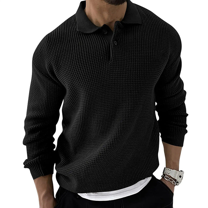 Men’s Textured Polo Collar Sweater