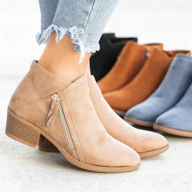 Danika | Dual-Zip Block Heel Boots