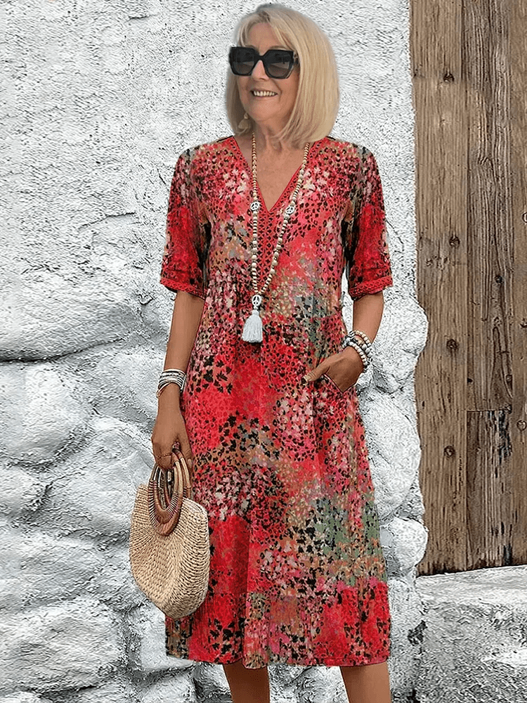 Women’s Floral Midi Dress Casual Fit