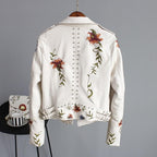 Ella | Stylish Embroidered Faux Leather Jacket