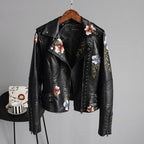 Ella | Stylish Embroidered Faux Leather Jacket