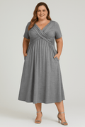 Elsie | Pleated Tummy Covering Midi Dress