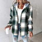 Women's Casual Plaid Hoodie Jacket