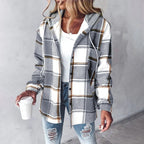 Women's Casual Plaid Hoodie Jacket