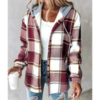 Women's Casual Plaid Hoodie Jacket