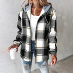 Women's Casual Plaid Hoodie Jacket