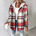 Women's Casual Plaid Hoodie Jacket