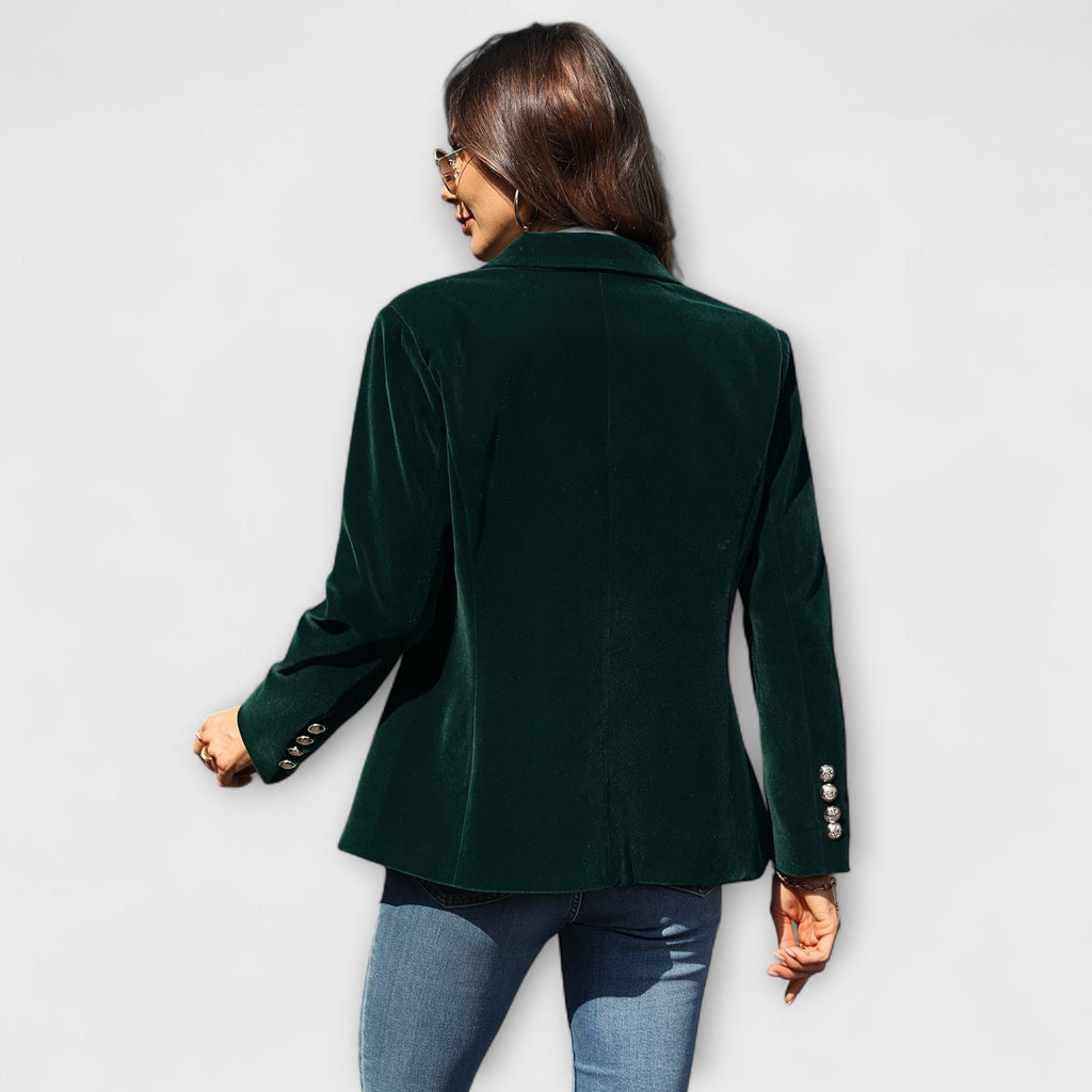 Kalina | Velvet Blazer with Gold Details
