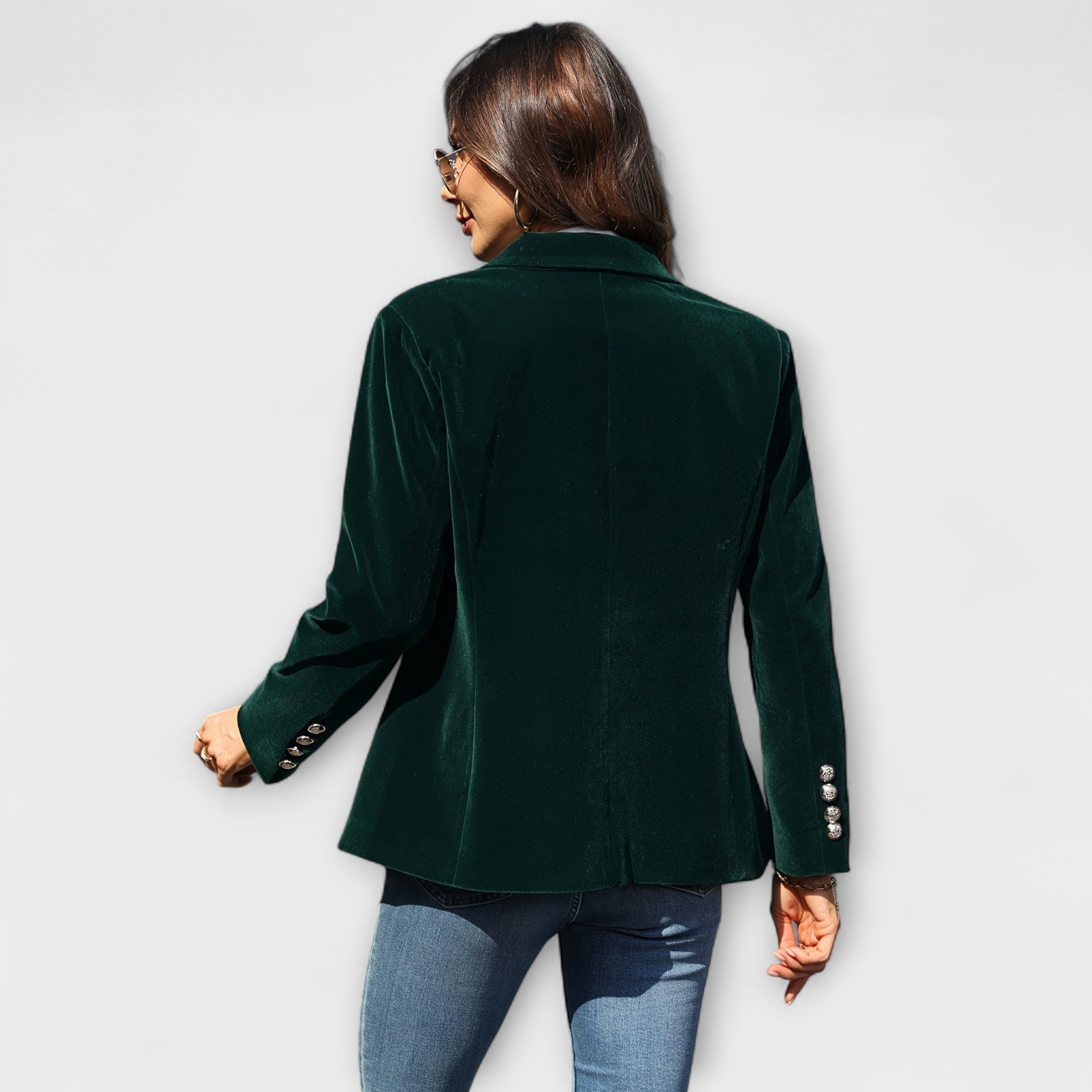 Kalina | Velvet Blazer with Gold Details