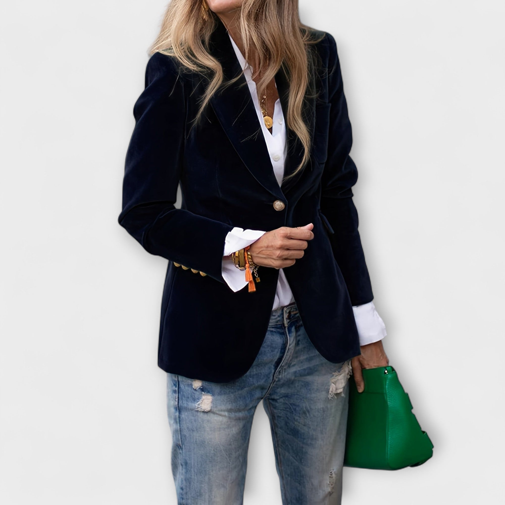 Kalina | Velvet Blazer with Gold Details