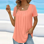 Valina | Pleated Square Neck Top