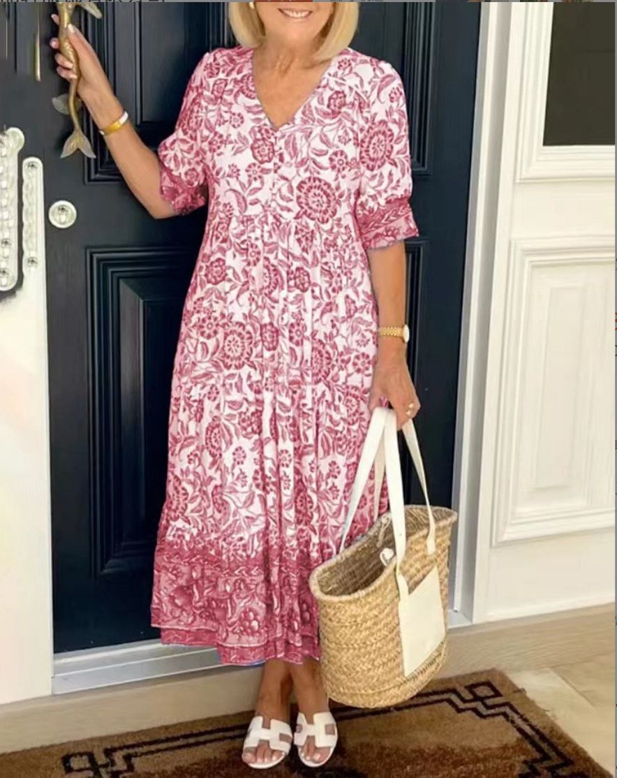 Serena | Floral V-Neck Cover Dress