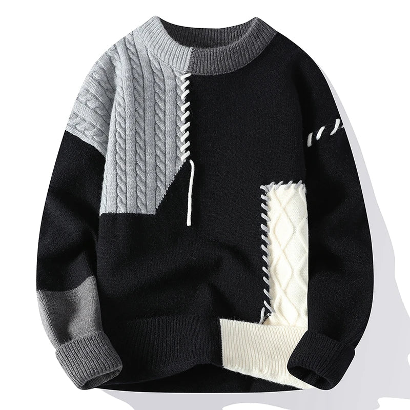 Men's Patchwork Knit Sweater